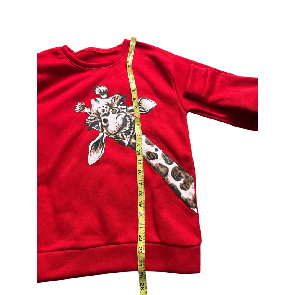 Kids Red Giraffe Graphic Sweatshirt Youth L/XL 14/16 Long Sleeve - Picture 5 of 6